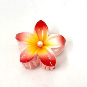 3" Claw Hair Clip Hawaiian Peachy Pink Plumeria Summer Vacation Tropical New